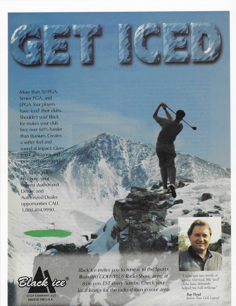 PGA RAY FLOYD GET ICED  7.75" x 10.5" ORIGINAL PRINT AD