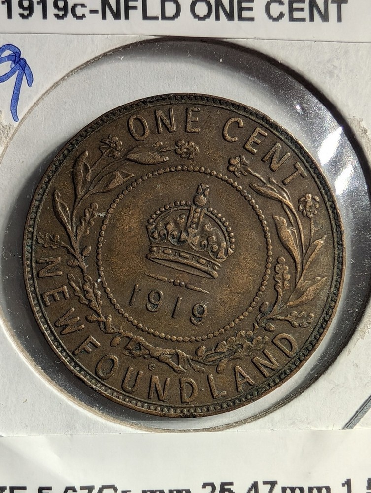 1919c- NFLD- 1 CENT; EF-45; IMO NICE COIN