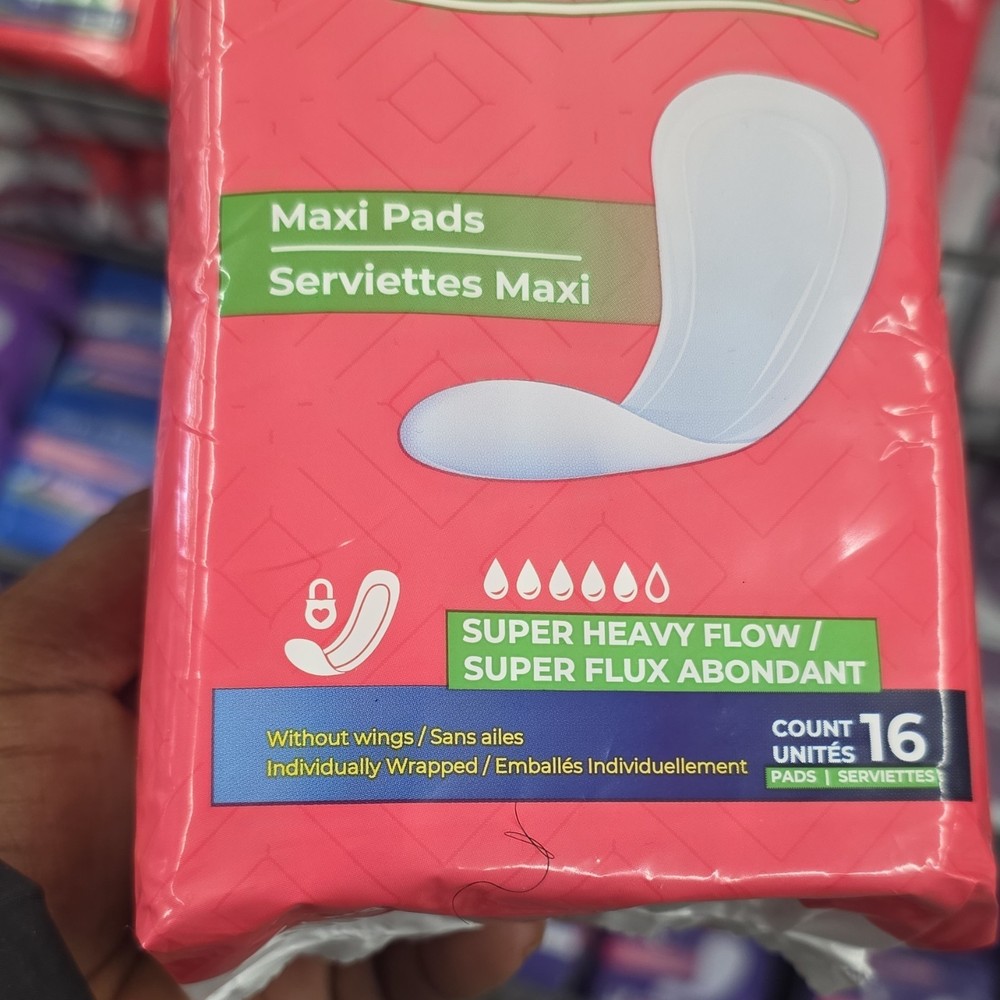 Maxi Pads Super Heavy Flow Individually Wrapped Without Wings 16 Pack White