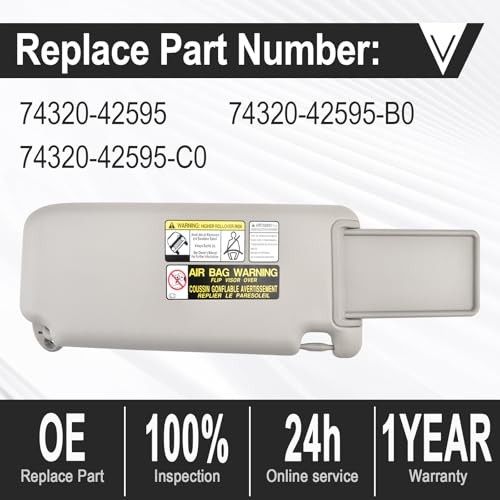 Sun Visor w/Extension Plate Fit for 2013-2018 RAV4 Replace Left Driver Side