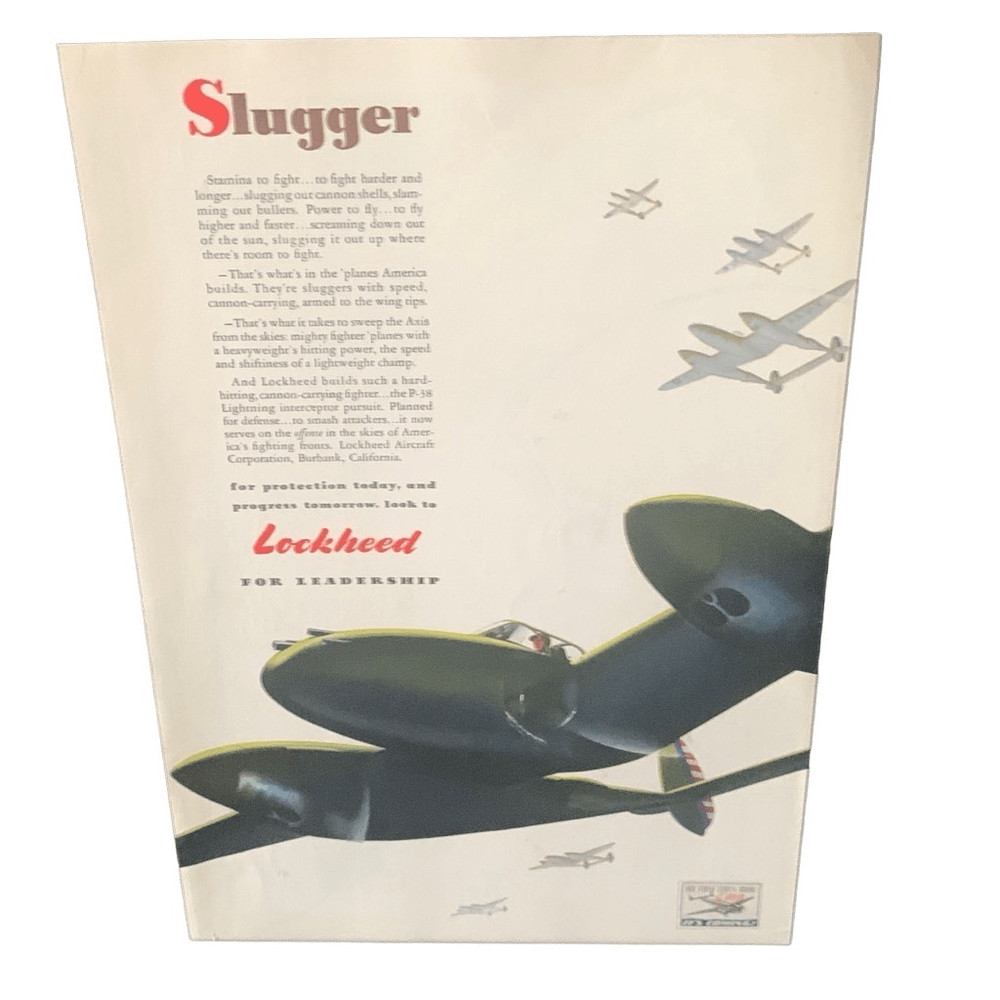 Vintage 1942 Lockheed Slugger Ad Advertisement