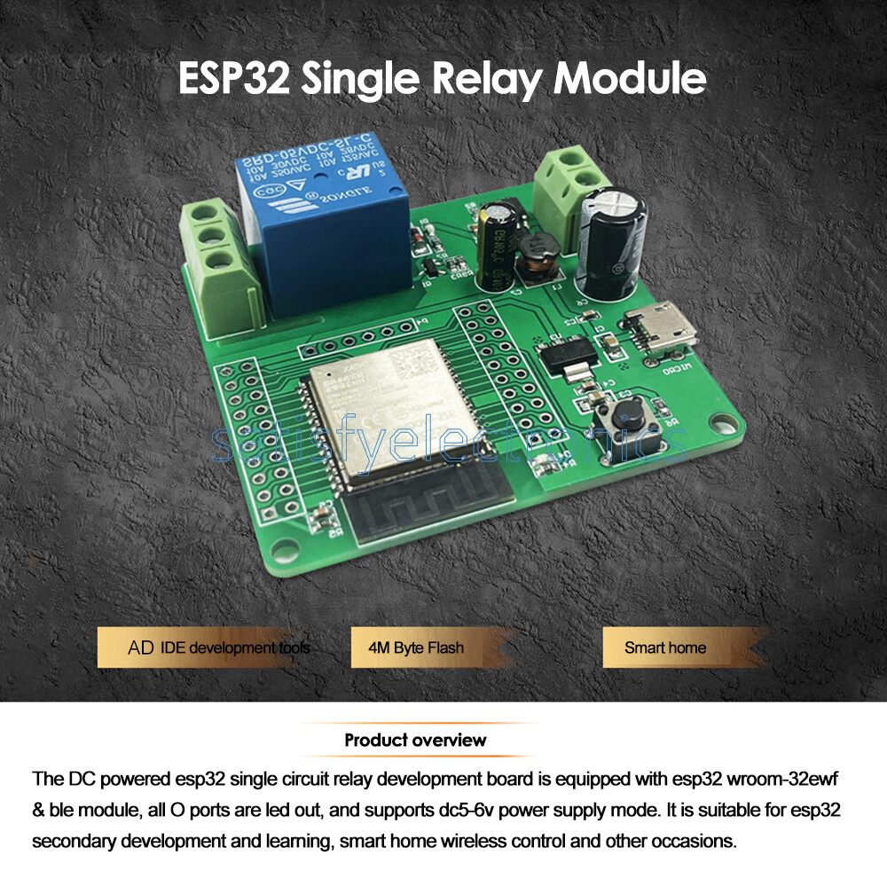 ESP32-WROOM Development Board Single Relay Module DC7-60V Micro USB 5V NEW