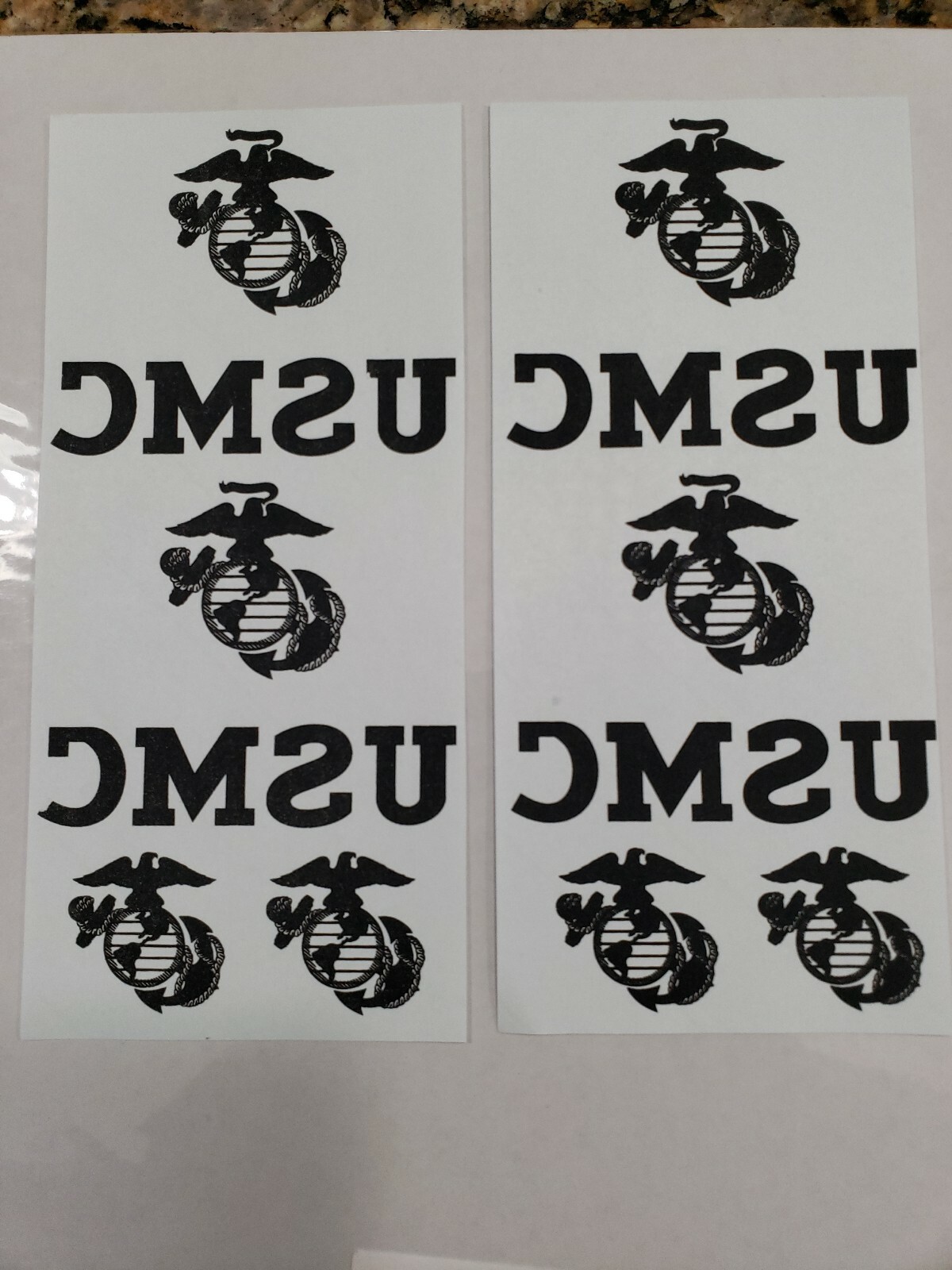 USMC TRANSFER PAPER IRON-ON 2 SHEETS with 4 Utility Iron-Ons & 4 EGAs for cover.
