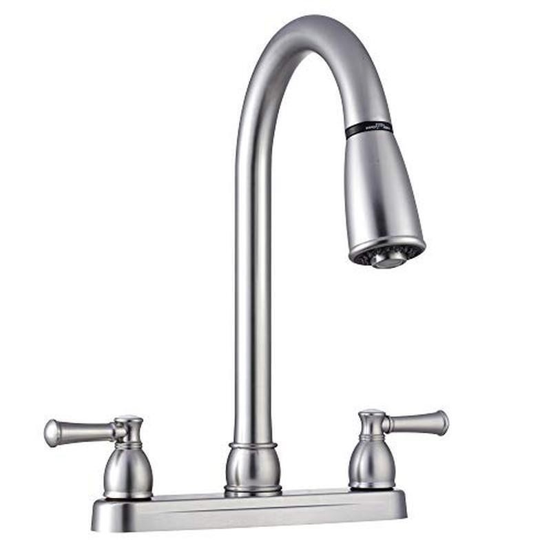 RV Kitchen Faucet Pull Down Sprayer Dual Handle Drip Free Easy Install Indoor