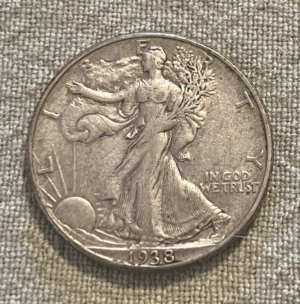1938-d Walking Liberty half dollar , nice EF , scarce date & grade
