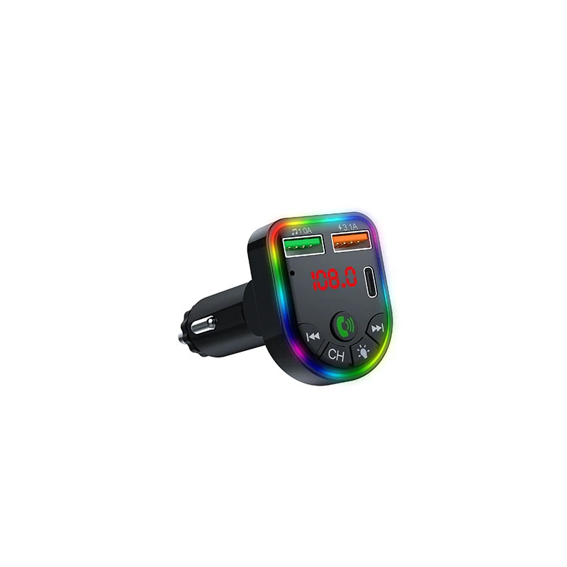 Bluetooth 5.3 FM Transmitter Car Adapter USB-C Dual Charger MP3 Handsfree Kit QC