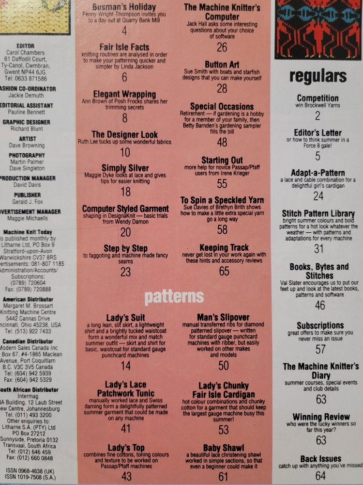 Machine Knit Today: Techniques, Patterns and Know-How March 1994 June