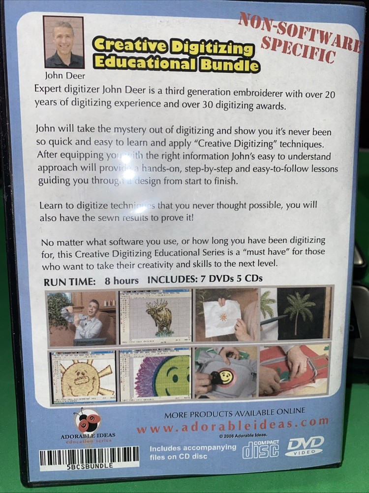 ADORABLE IDEAS JOHN DEER'S Creative Digitizing 5 Step Training DVDs(C3)