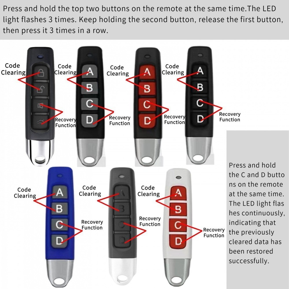 4-in 1 Wireless Remote Control Duplicator 433MHz Remote Control Key Clone Copy
