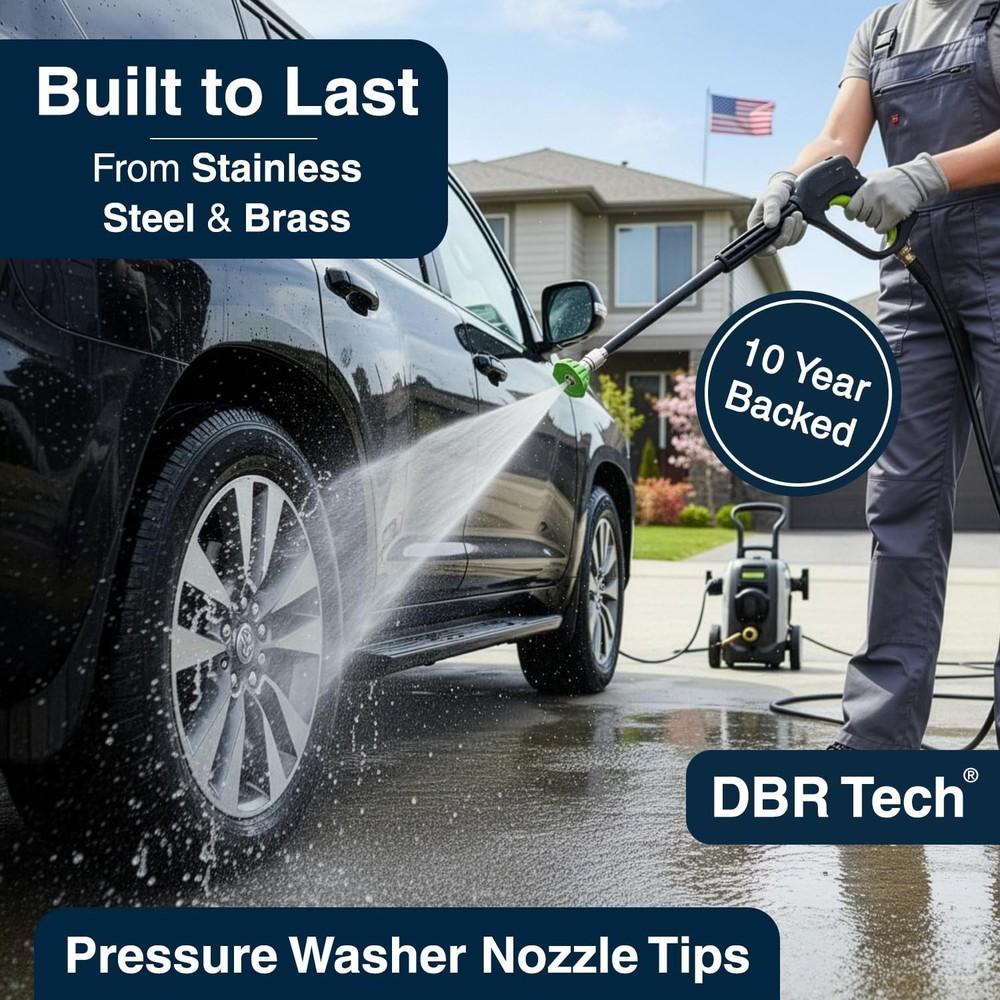 DBR Tech® Pressure Washer Nozzle Tips Set | 7 Pack, 4500 PSI