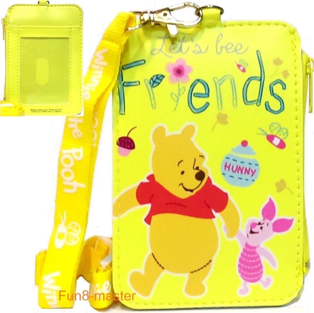 Winnie The Pooh Coin Purse Badge ID Card Holder Case Wallet Pouch Bag Lanyard