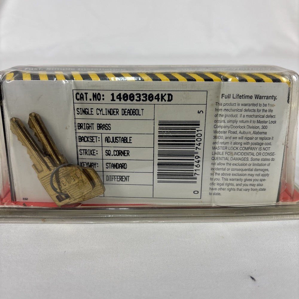 Master Lock Brass Double Cylinder Deadbolt Lock NEW! Keyed