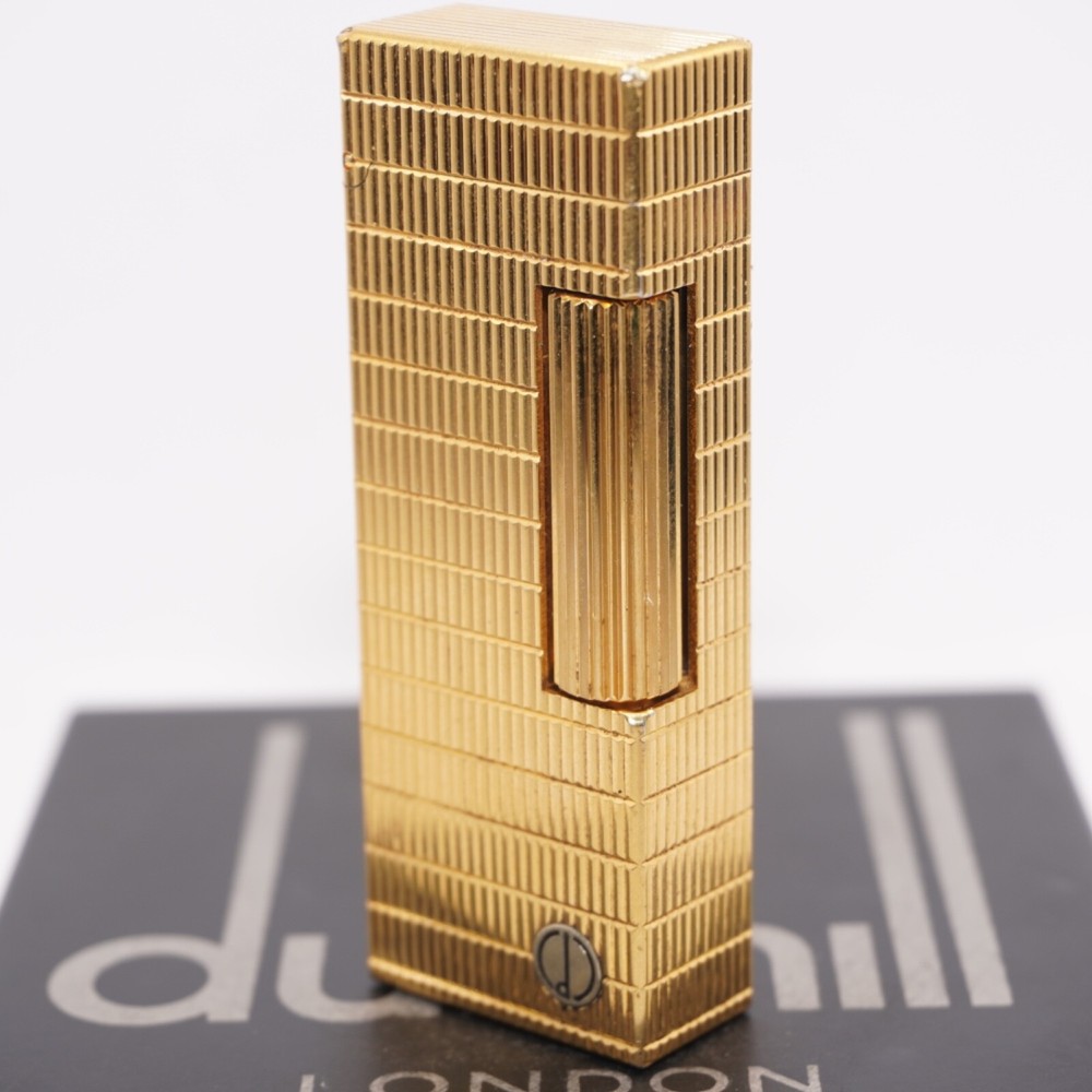 Rare Dunhill Lighter Gold Windowpane Pattern-Ultrasonically cleaned