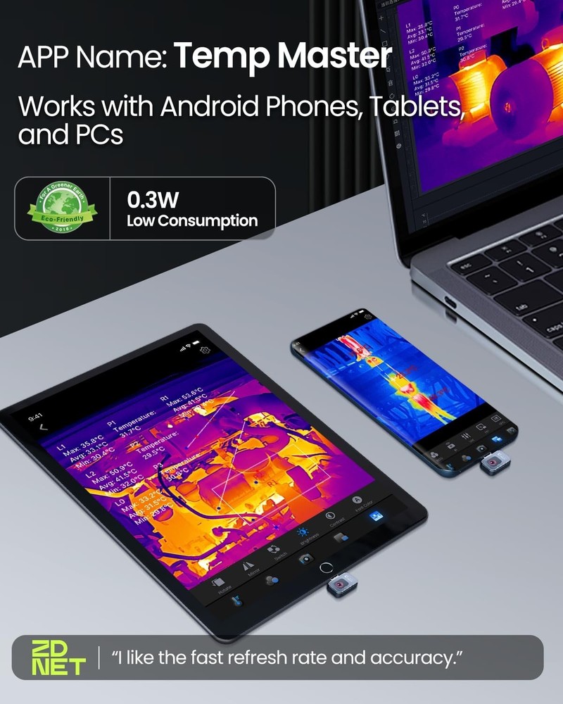 Compact Android-Compatible P2 Thermal Camera - Ultra-Clear 512x384 IR Technology