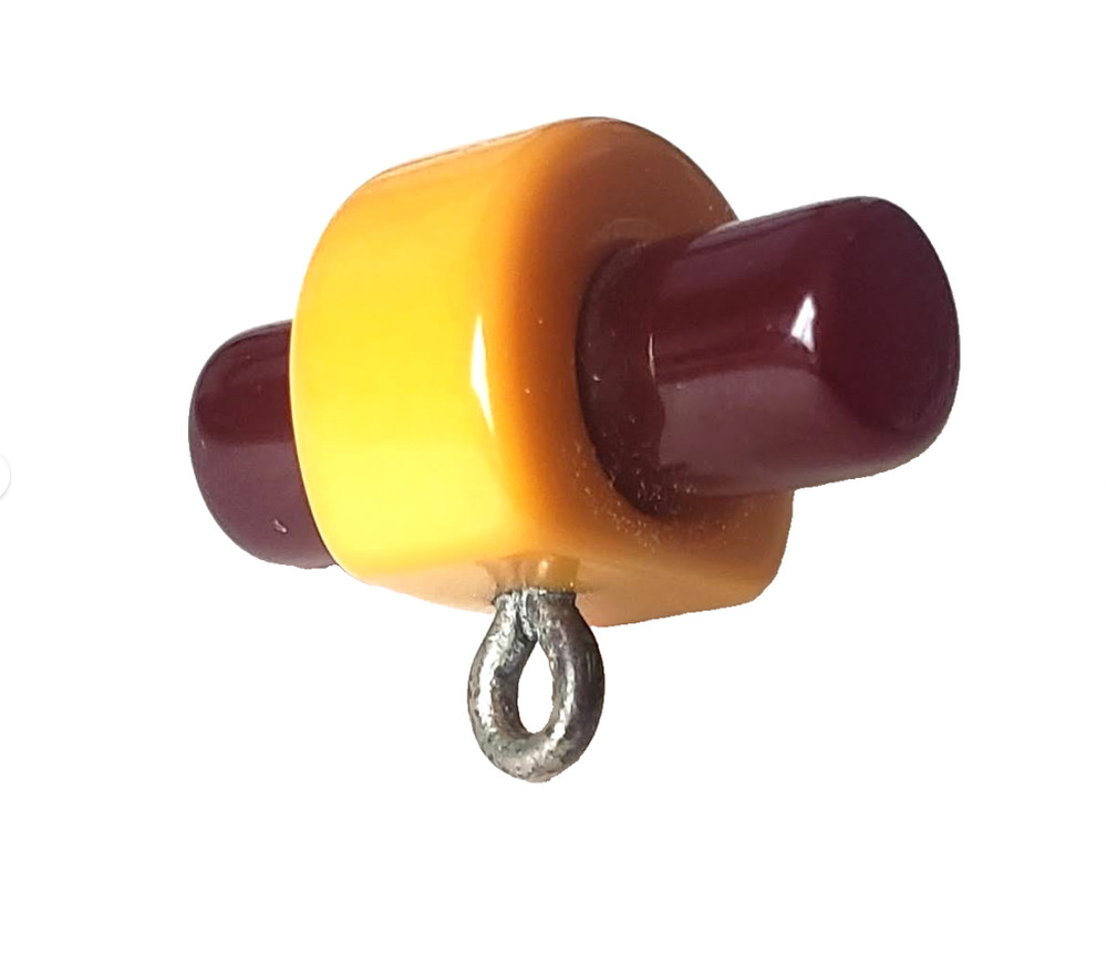 2-Color Maroon & Butterscotch Bakelite Button, Great Shape!