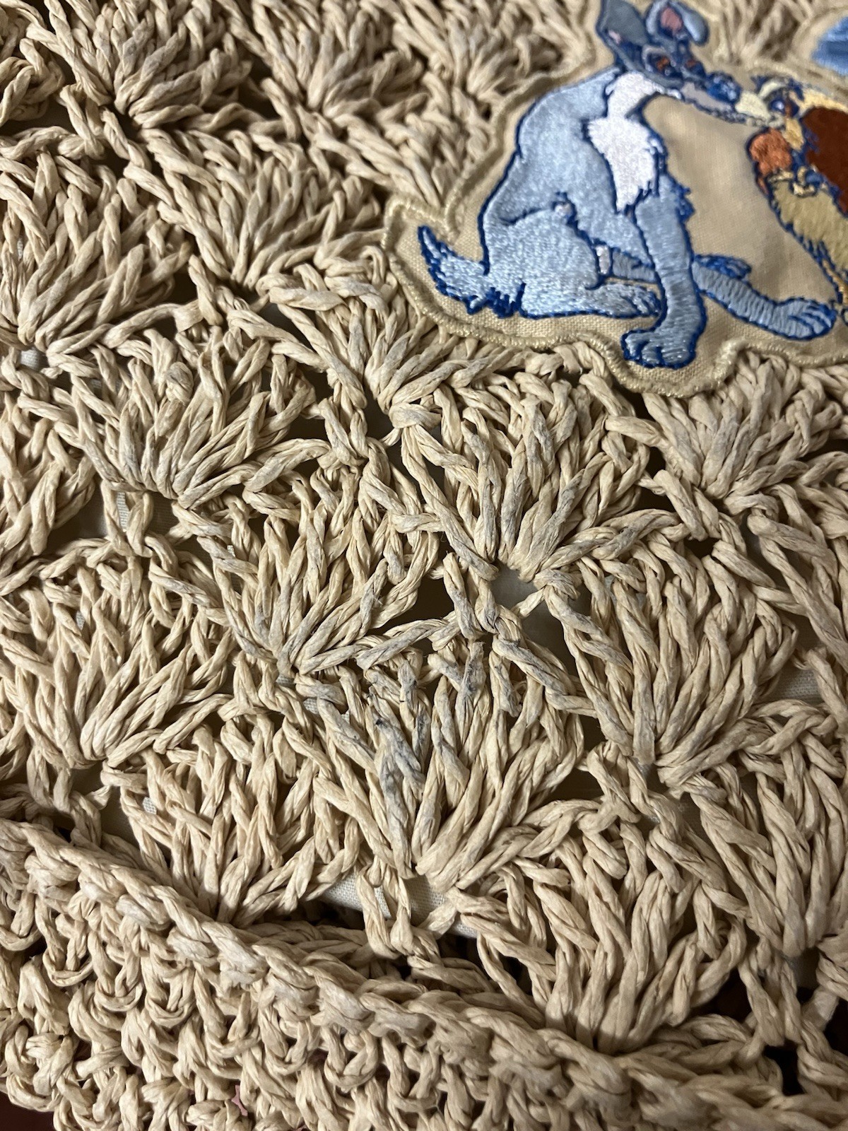 VINTAGE Disney Lady & the Tramp Woven Straw Tote Wallet Card Coin Case Lot EUC