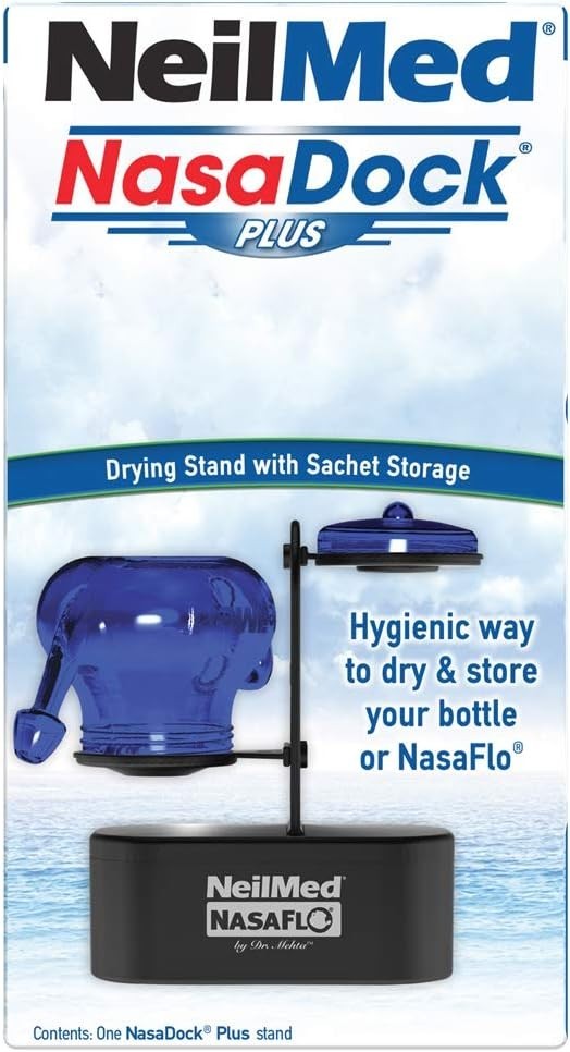 NasaDock Plus: Versatile Black Stand for Neti Pot & Sinus Rinse Packets Storage