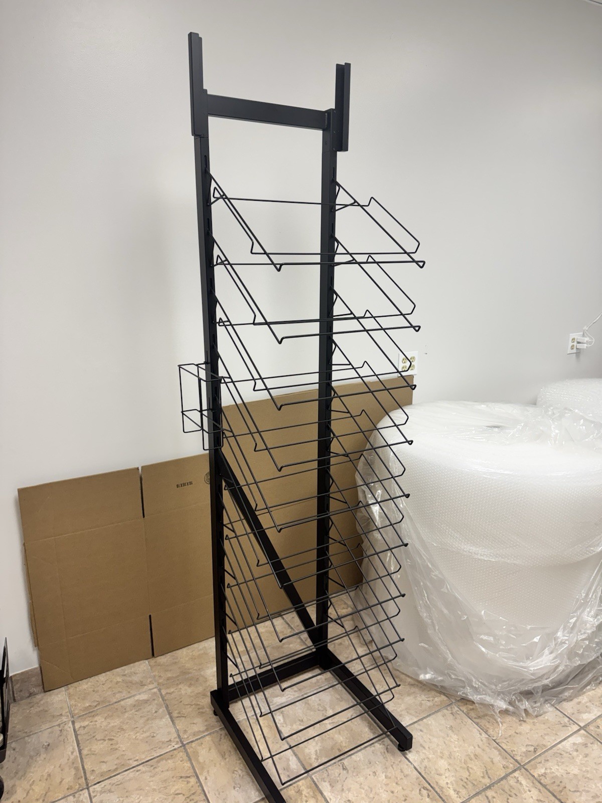 Wire Display With Literature Basket