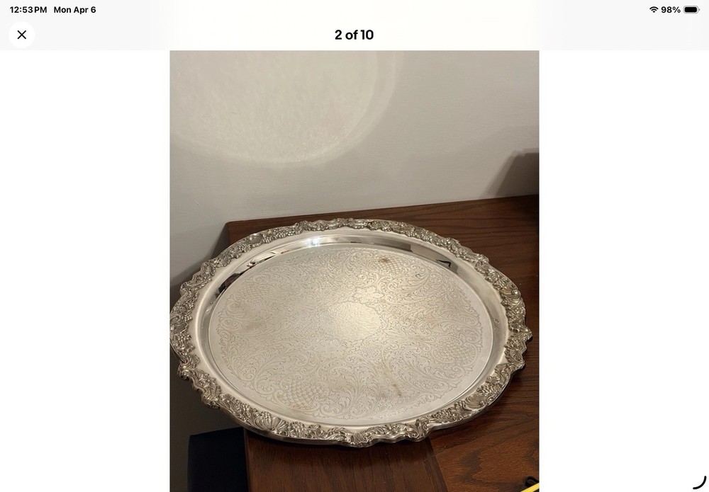 F.B. Rogers Silver Co. Antique Silver-Plated Serving Tray