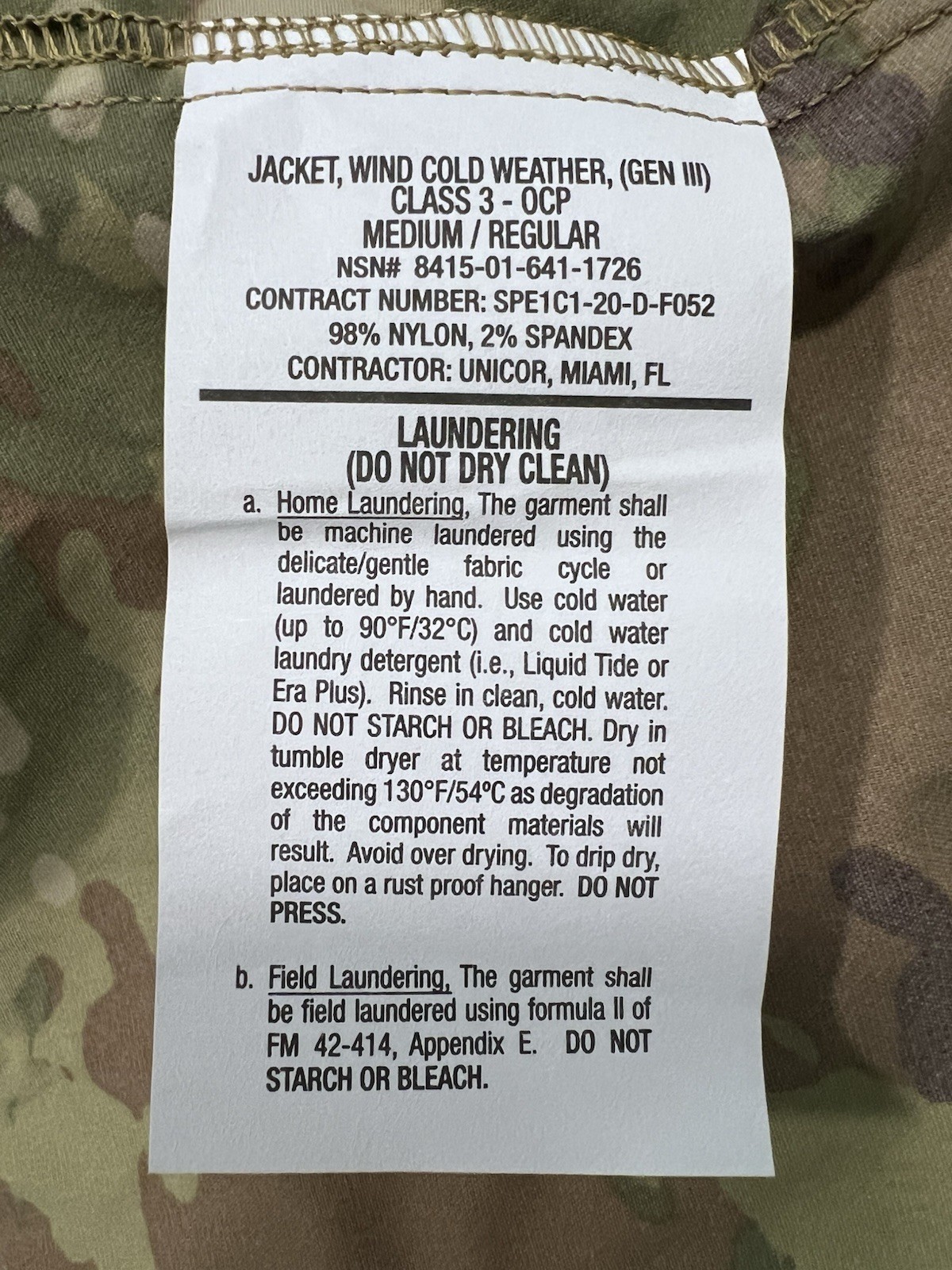 NEW Wind Jacket, Level 4 ECWCS