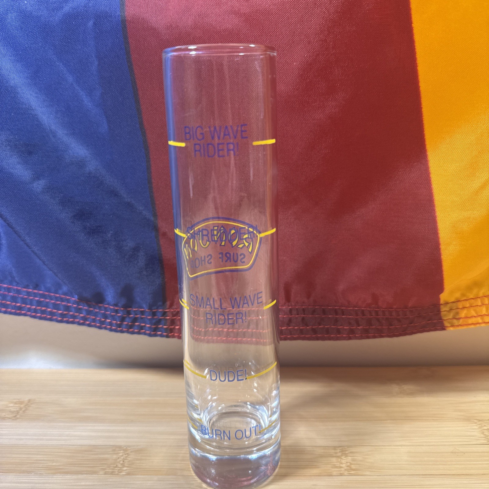 Ron Jon Surf Shop Tall Shot Glass Souvenir 7.5 inches tall