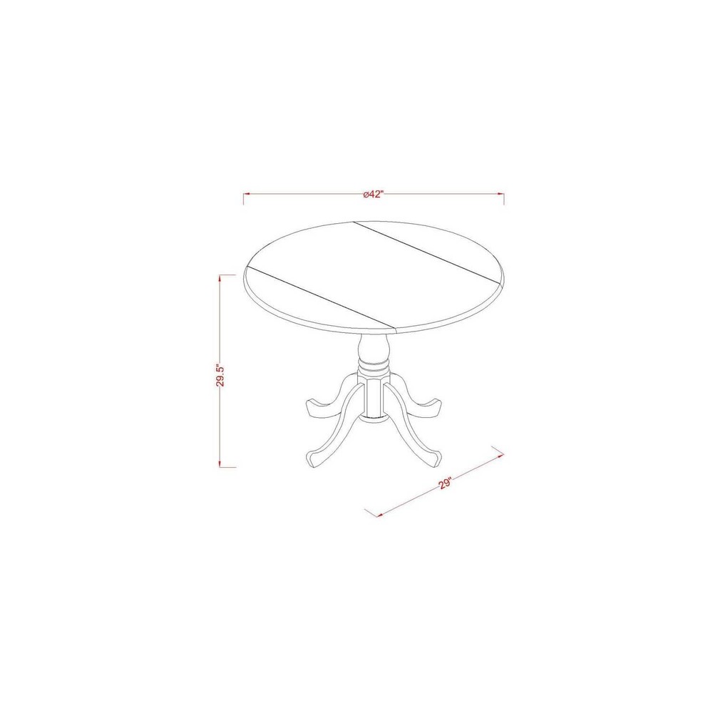 Round Dining Table Set 42 Round Table with 2 Drop Leaves & 4 Slatted Chairs - Ea