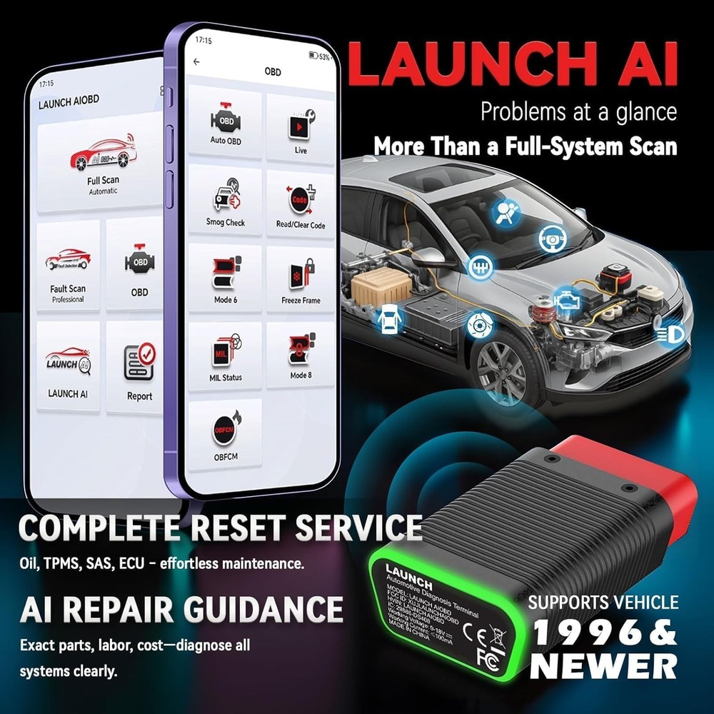 LAUNCH AIOBD Bluetooth OBD2 Scanner Full System Diagnostic For iPhone & Android