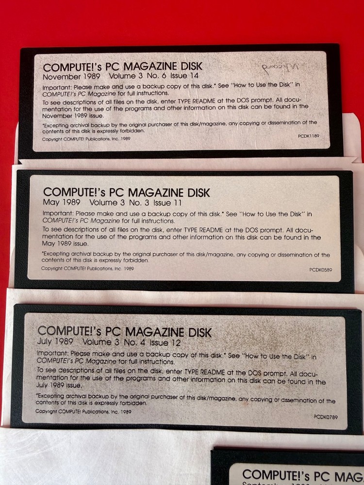 Compute PC Magazine 7 Disk Set 5.25" Diskettes Software PC