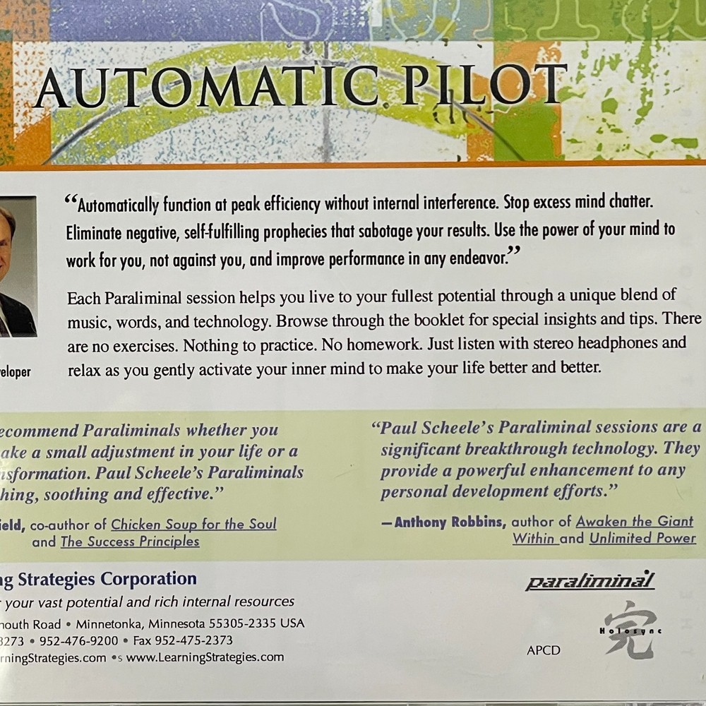 Automatic Pilot Paraliminal CD Paul Scheele Self Help Personal Development