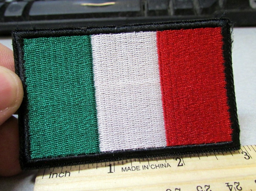 NEW Embroidered Patch hook n loop on back Patch, Italy Italian Flag 3 x 2