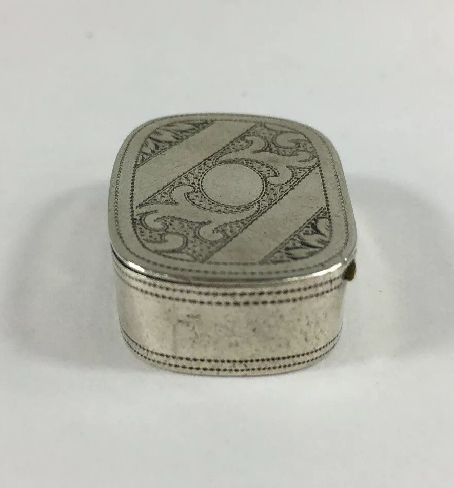 Antique 1809 John Thropp Georgian Solid Silver Patch Box Hinged Lid 8g