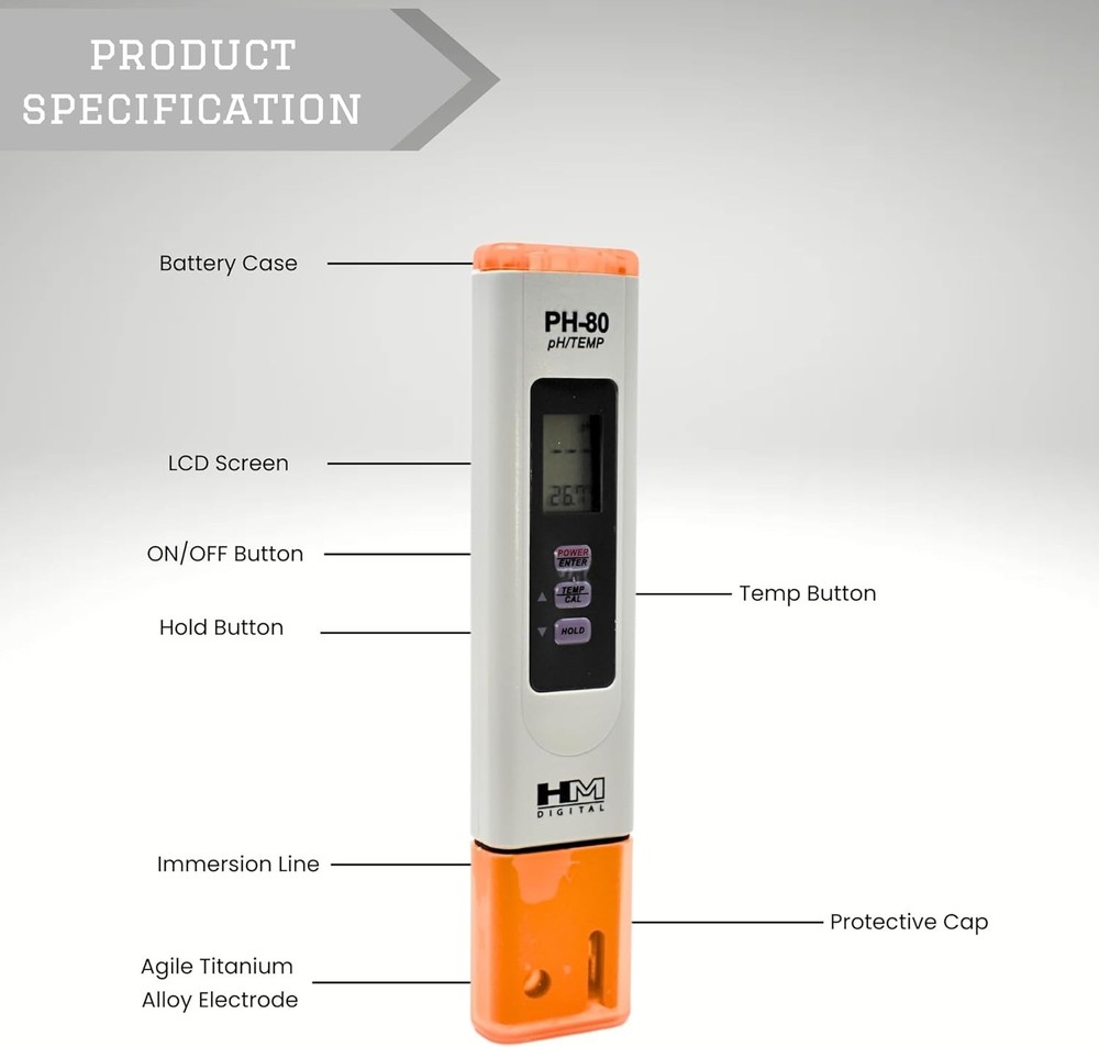 HM Digital PH-80S Hydrotester pH/Temperature Meter- NEW with opened box