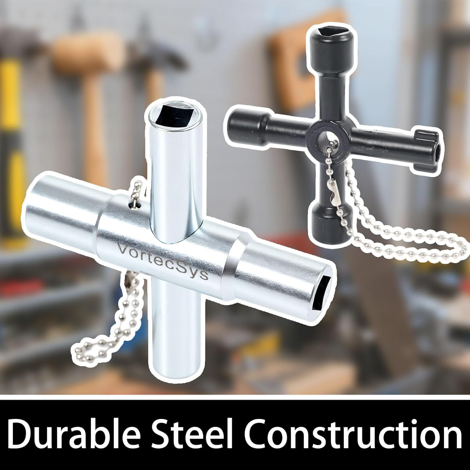 Multi-Functional 4 Way Sillcock Key Set, 2-Pack Utility Water Key for Valves