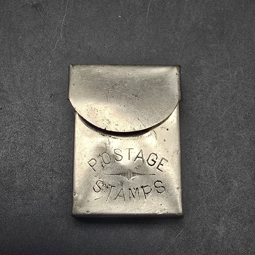 Antique Postage Stamp Holder Fold Top