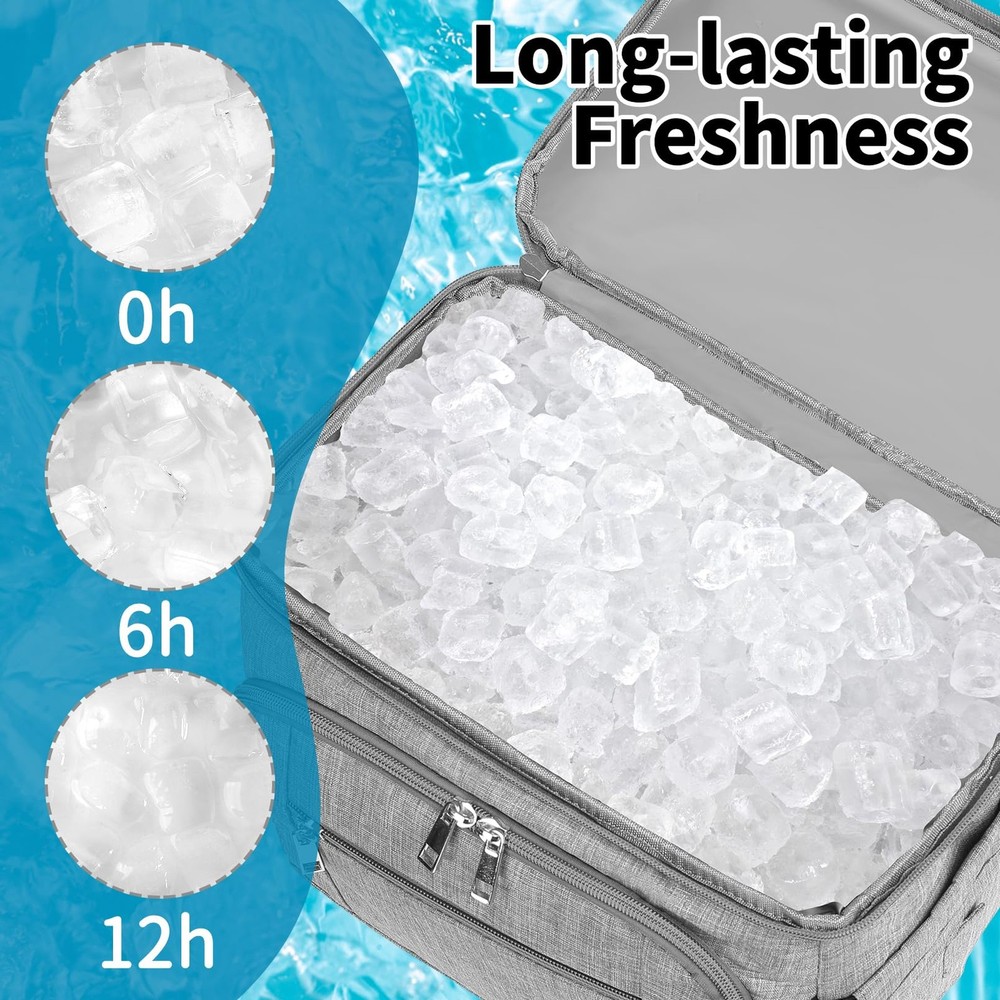 Cooler Backpack,Insulated Backpack Leakproof Double Deck Grey