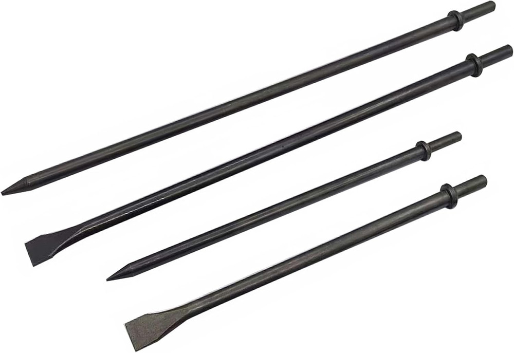 Pneumatic Cold Chisel Set - 4 Pack for Concrete & Tile, 14" & 17" Long