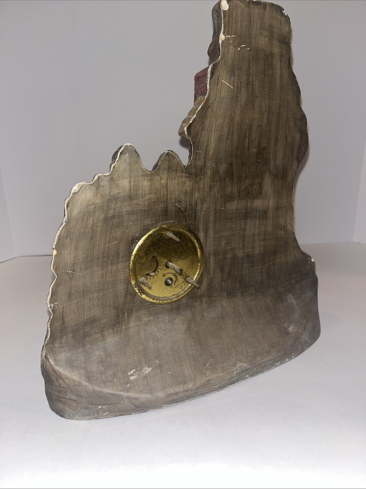 VINTAGE GERMANY CERAMIC GNOME IN TREEHOUSE CLOCK