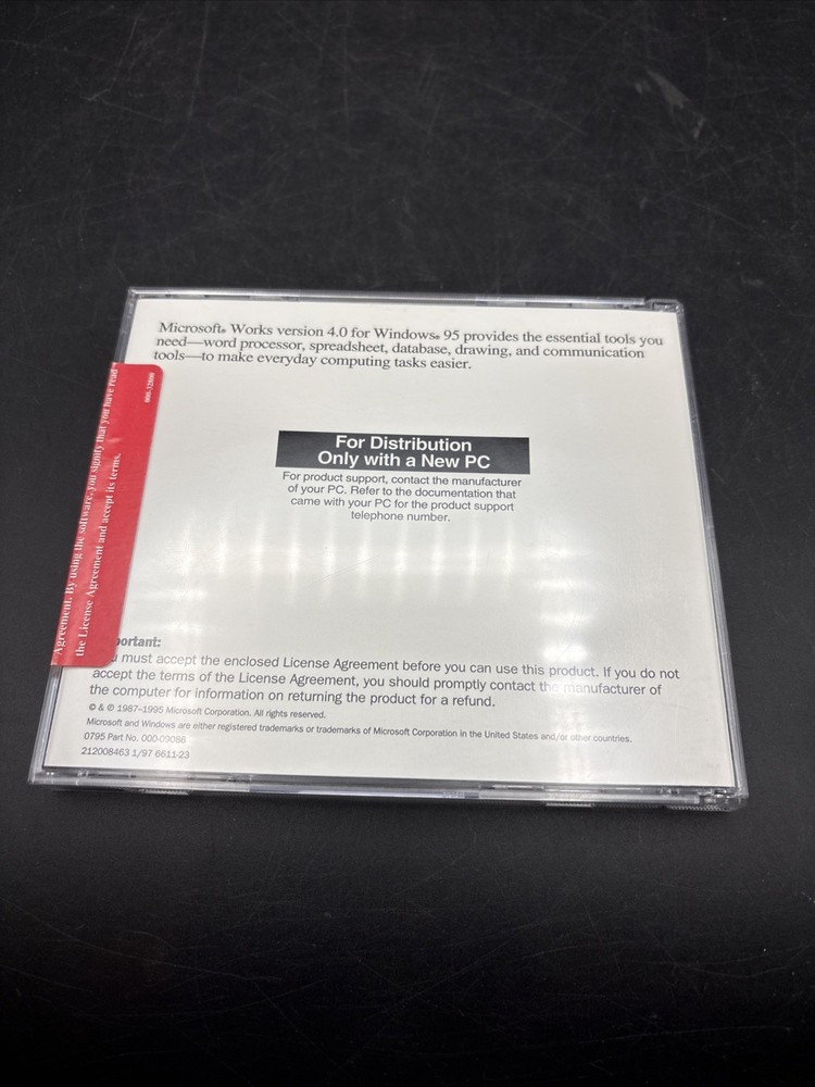 Microsoft Works install CD for Microsoft Windows 95 With Key