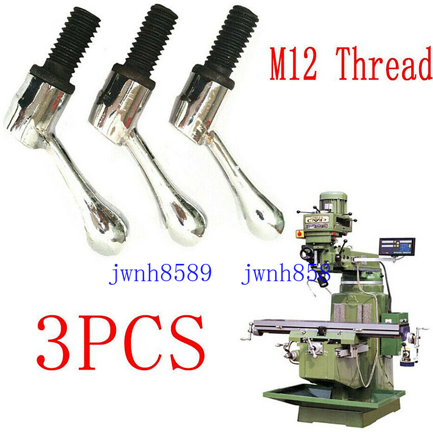 3PCS Bridgeport Part Head Milling Machine Table Lock Bolt Handle M12 Thread Mill