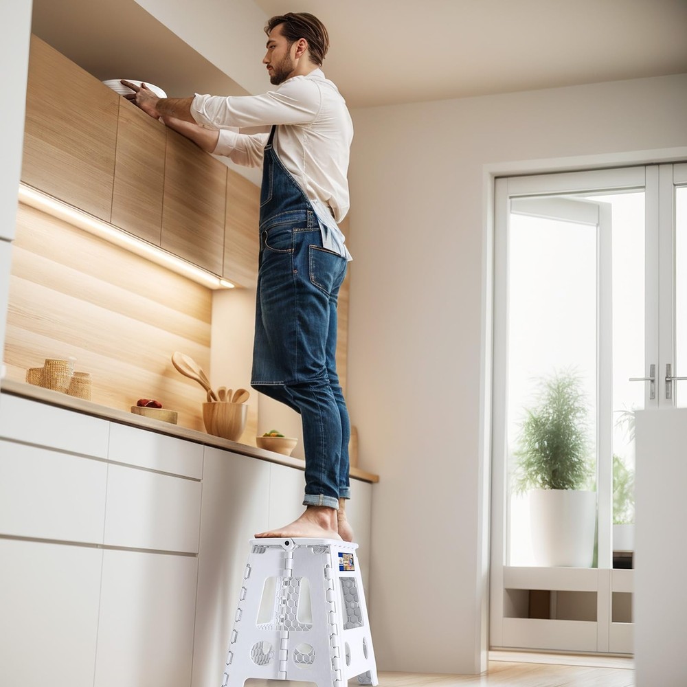 Folding Step Stool Foldable 16 Inch Stool 400 lbs CapacityPlastic Stools for ...