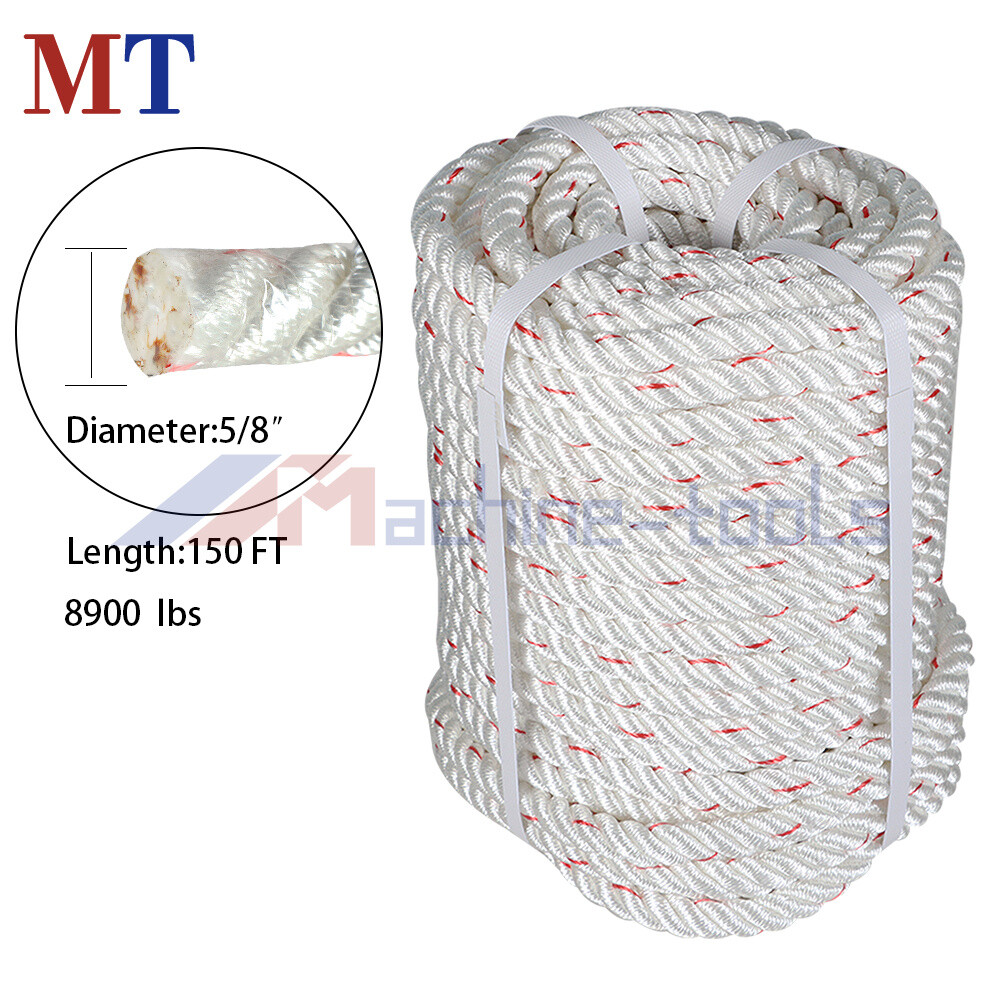 5/8"×150' Double Braid Polyester Arborist Bull Rope Pulling Rigging Line 8900Lbs