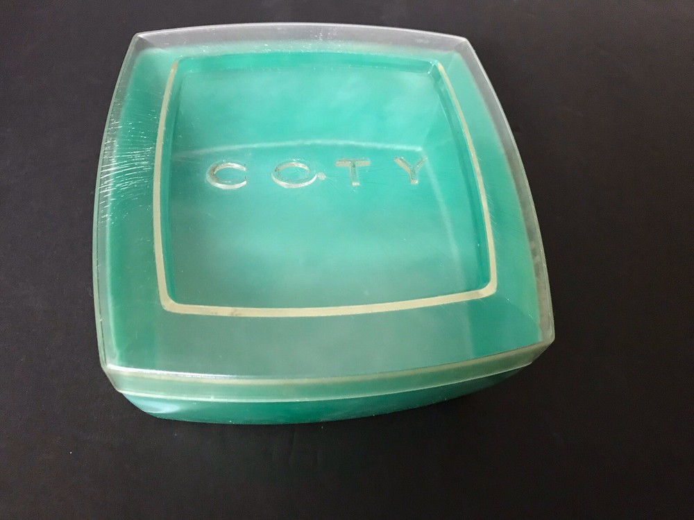 Vtg Unique COTY EMERAUDE SQUARE Dusting Powder Box