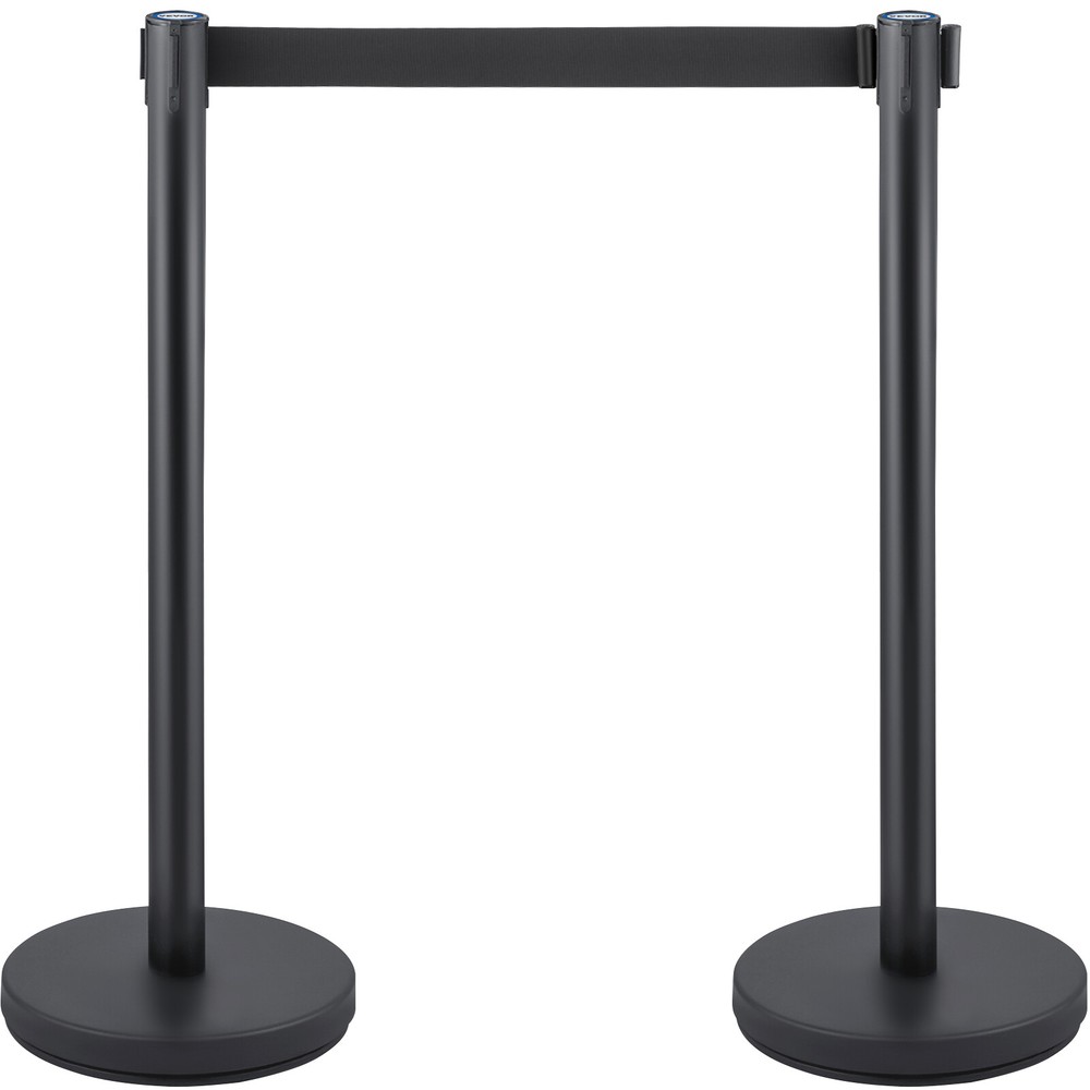 6 PCS Crowd Control Stanchion Barrier Queue Post Set w/ 6.6 ft Black Belt