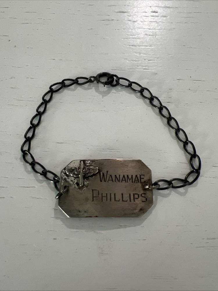 WW2 US Army Air Force Military Name ID Identification Bracelet Sterling Silver