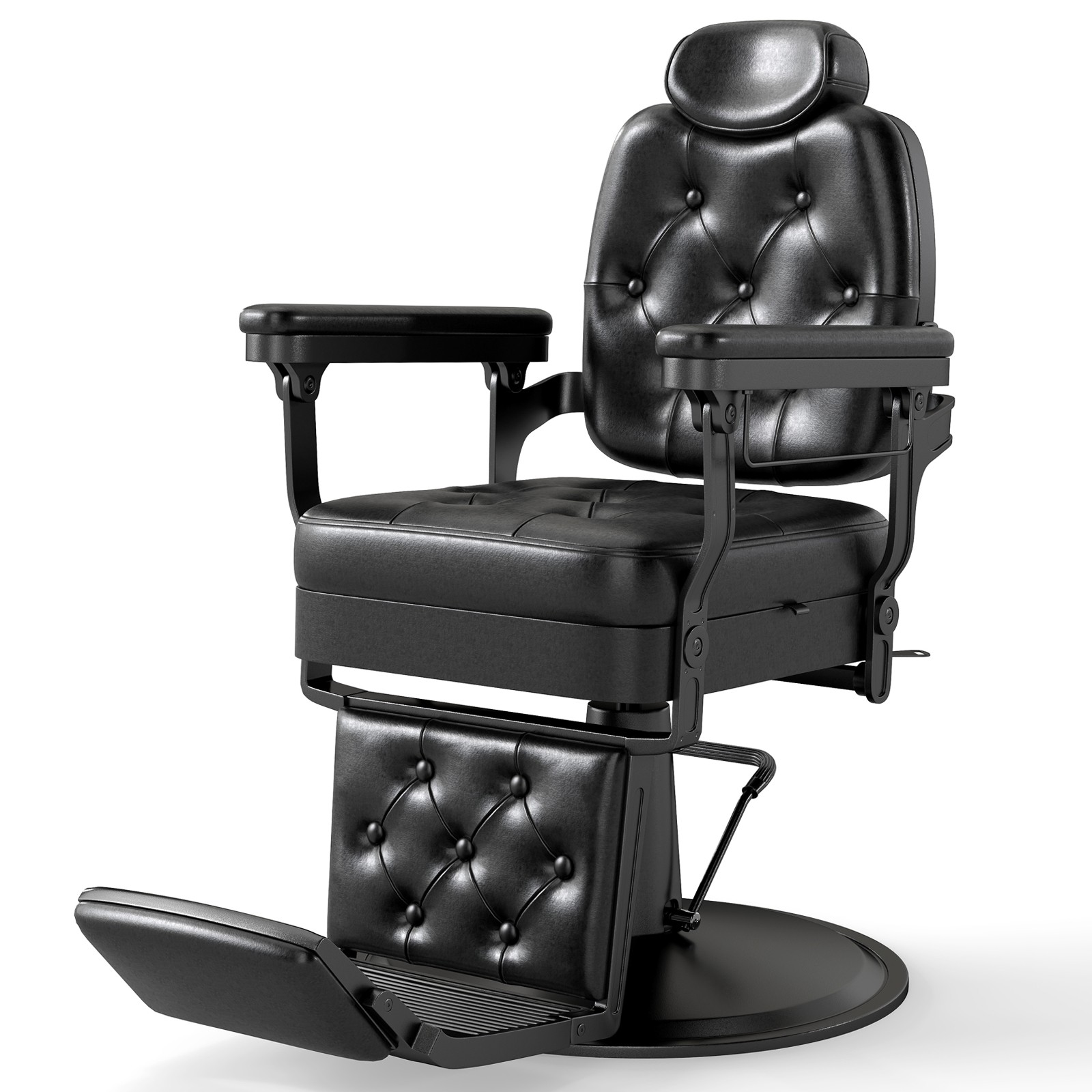 Black Recline All Purpose Vintage Barber Chair Hydraulic Heavy Duty Salon Beauty