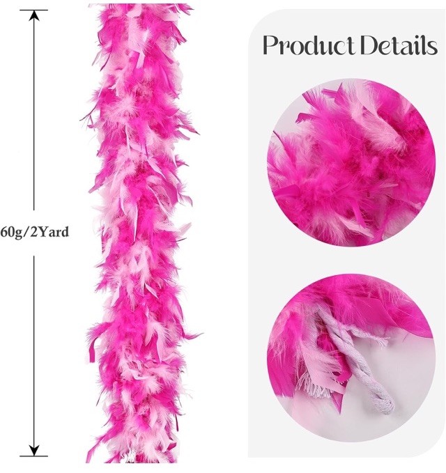 2 Yards 60 Grams Chandelle Feather Boa Dance Wedding Party Halloween Costume