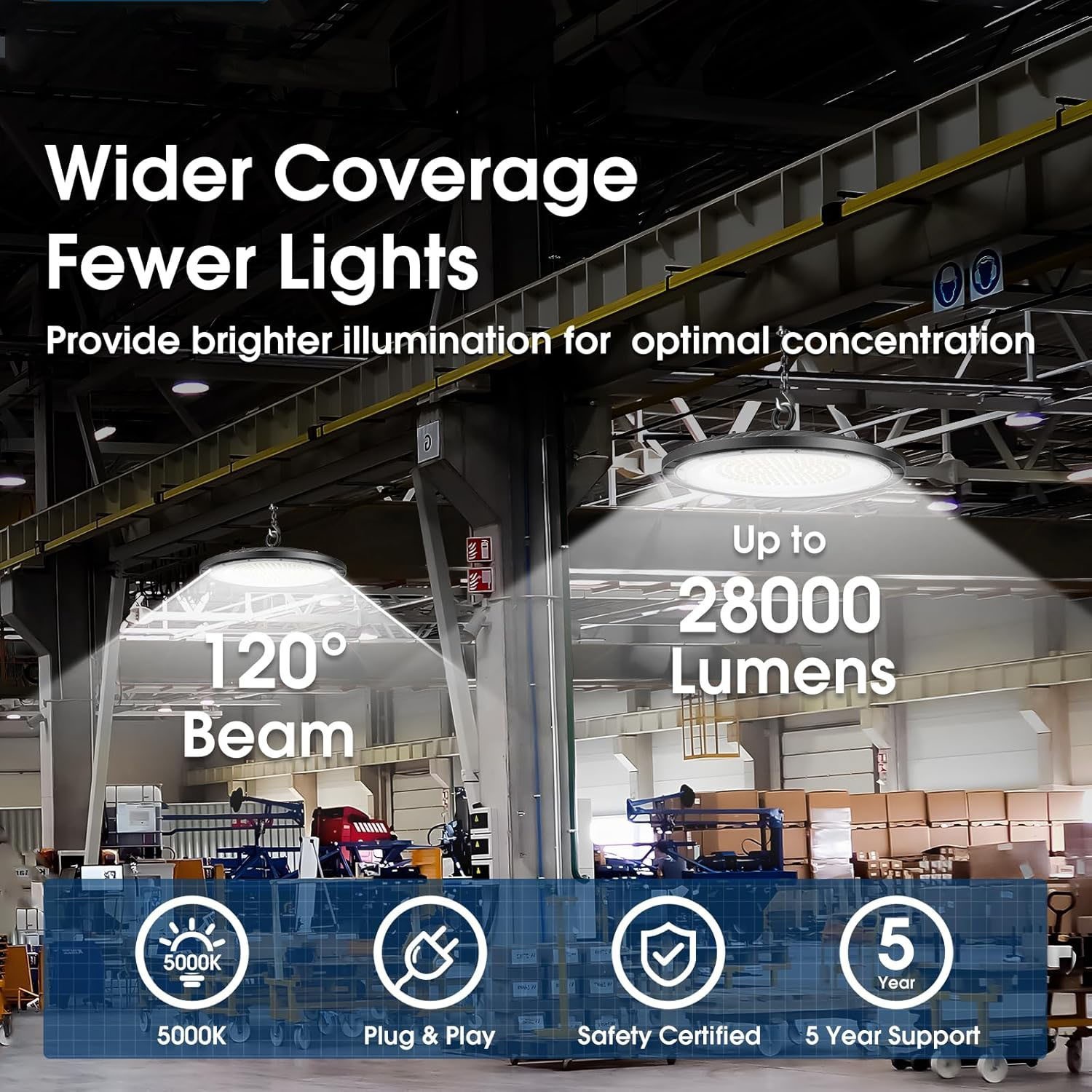 10 Pack 500W UFO LED High Bay Light Industrial Factory Warehouse Shop Commercial