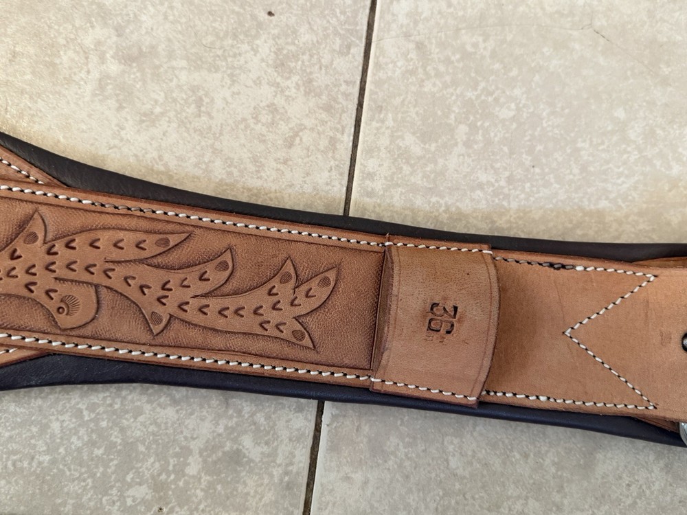 Never Used 36” Tooled Leather Roping Cinch