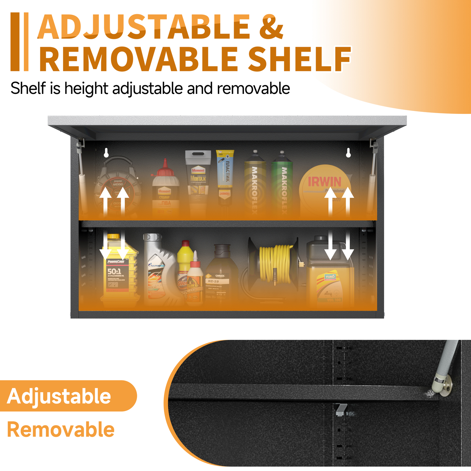 Wall Mounted Metal Storage Cabinet Garage w Adjustable Shelf, Metal Wall Cabinet