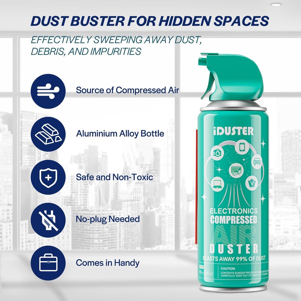 iDuster Compressed Canned Air Duster - 2 PCS Disposable Compressed Air Duster...